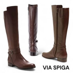 Via Spiga Prish Leather Brown Riding Boots